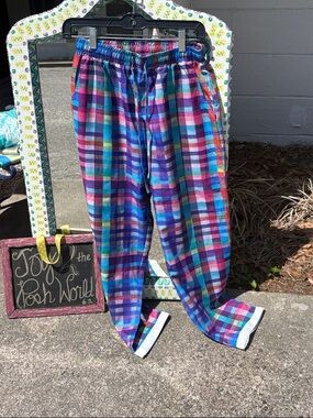 Fun plaid pull on jogger style pant
